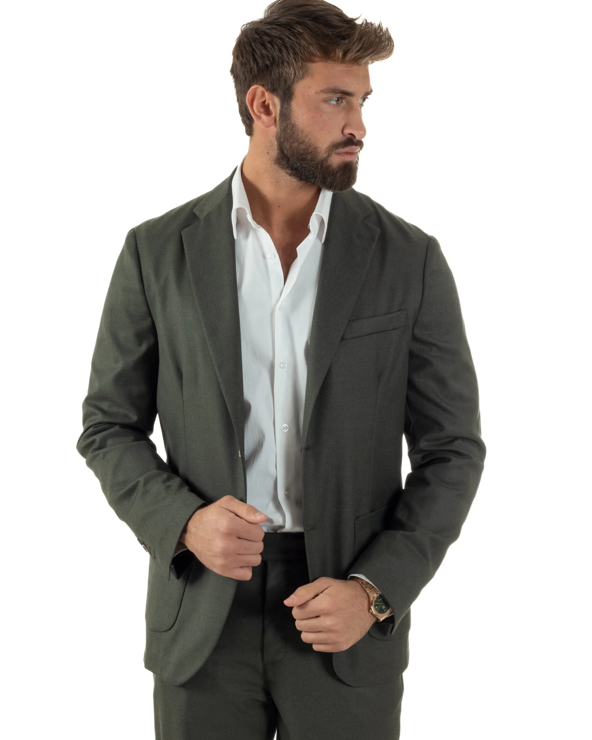 Abito Uomo Monopetto Lana Classico Sartoriale Verde AE1198A