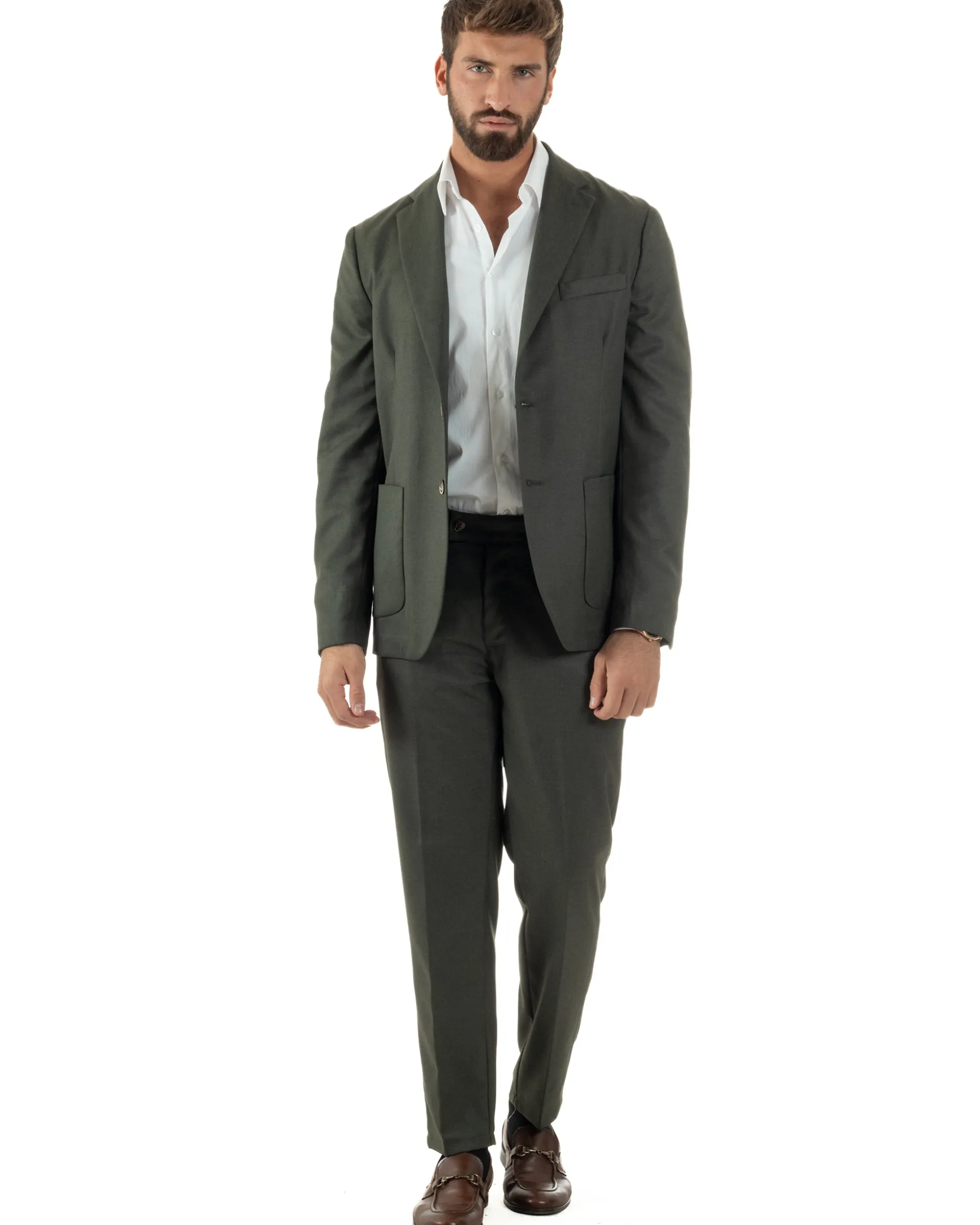 Abito Uomo Monopetto Lana Classico Sartoriale Verde AE1198A