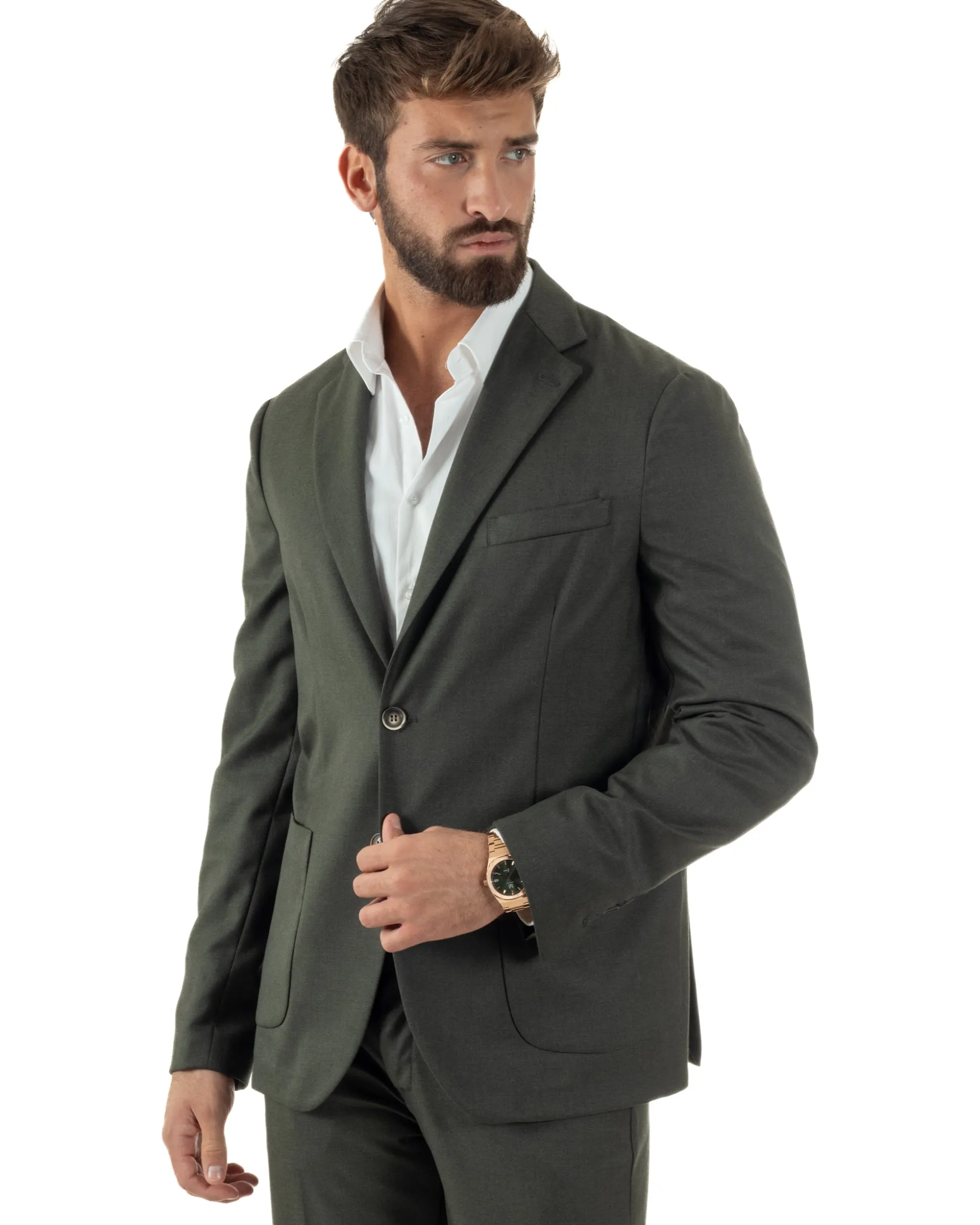 Abito Uomo Monopetto Lana Classico Sartoriale Verde AE1198A