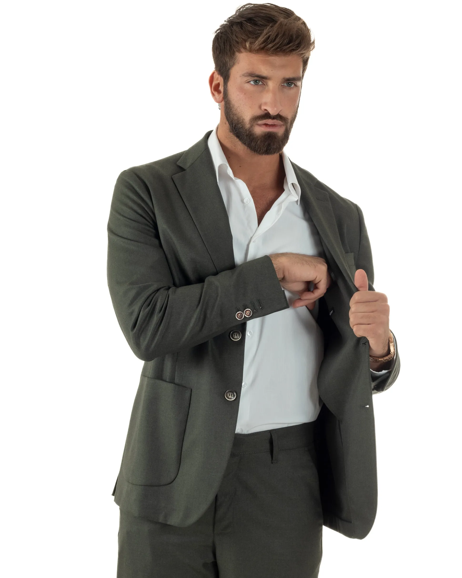Abito Uomo Monopetto Lana Classico Sartoriale Verde AE1198A