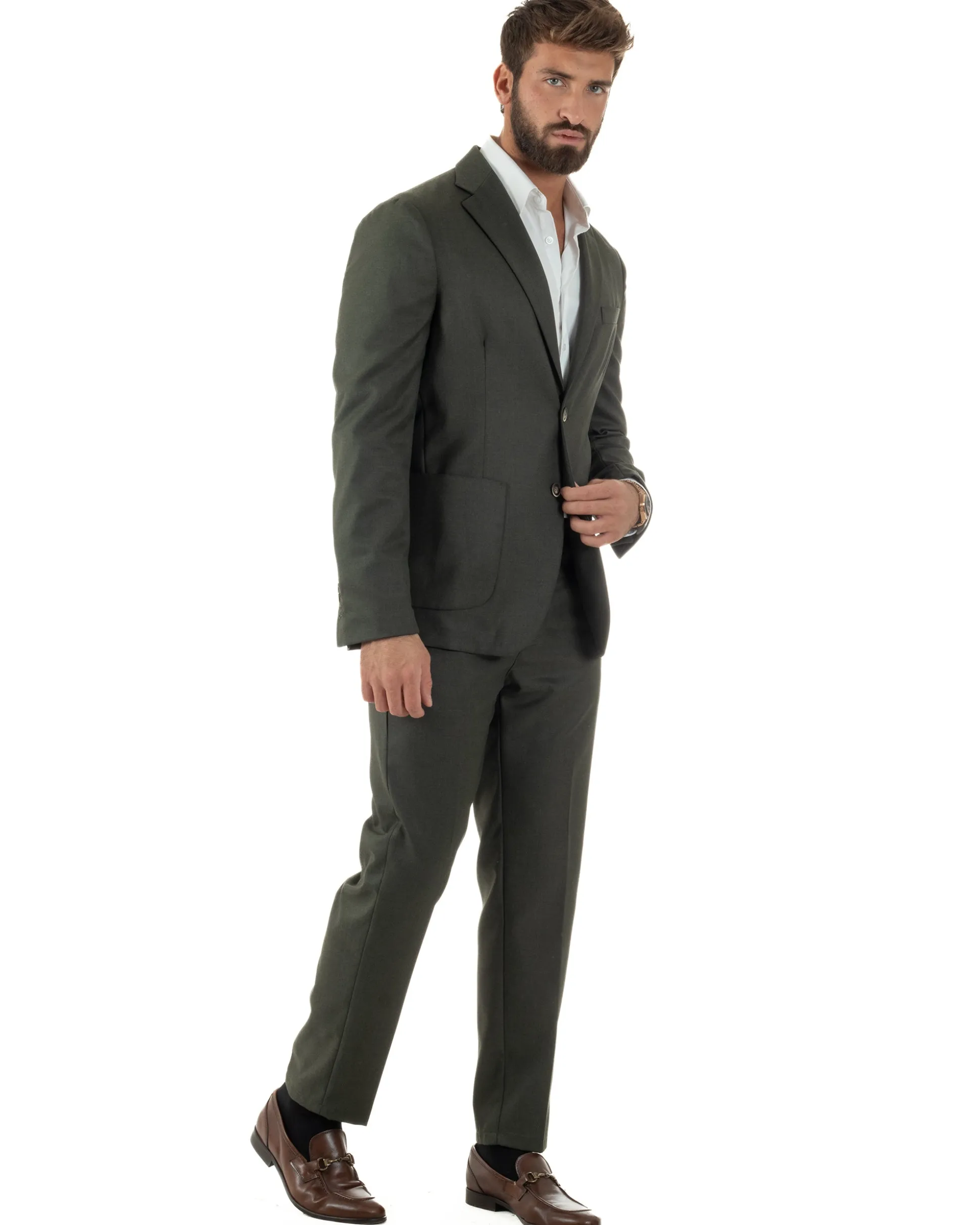 Abito Uomo Monopetto Lana Classico Sartoriale Verde AE1198A