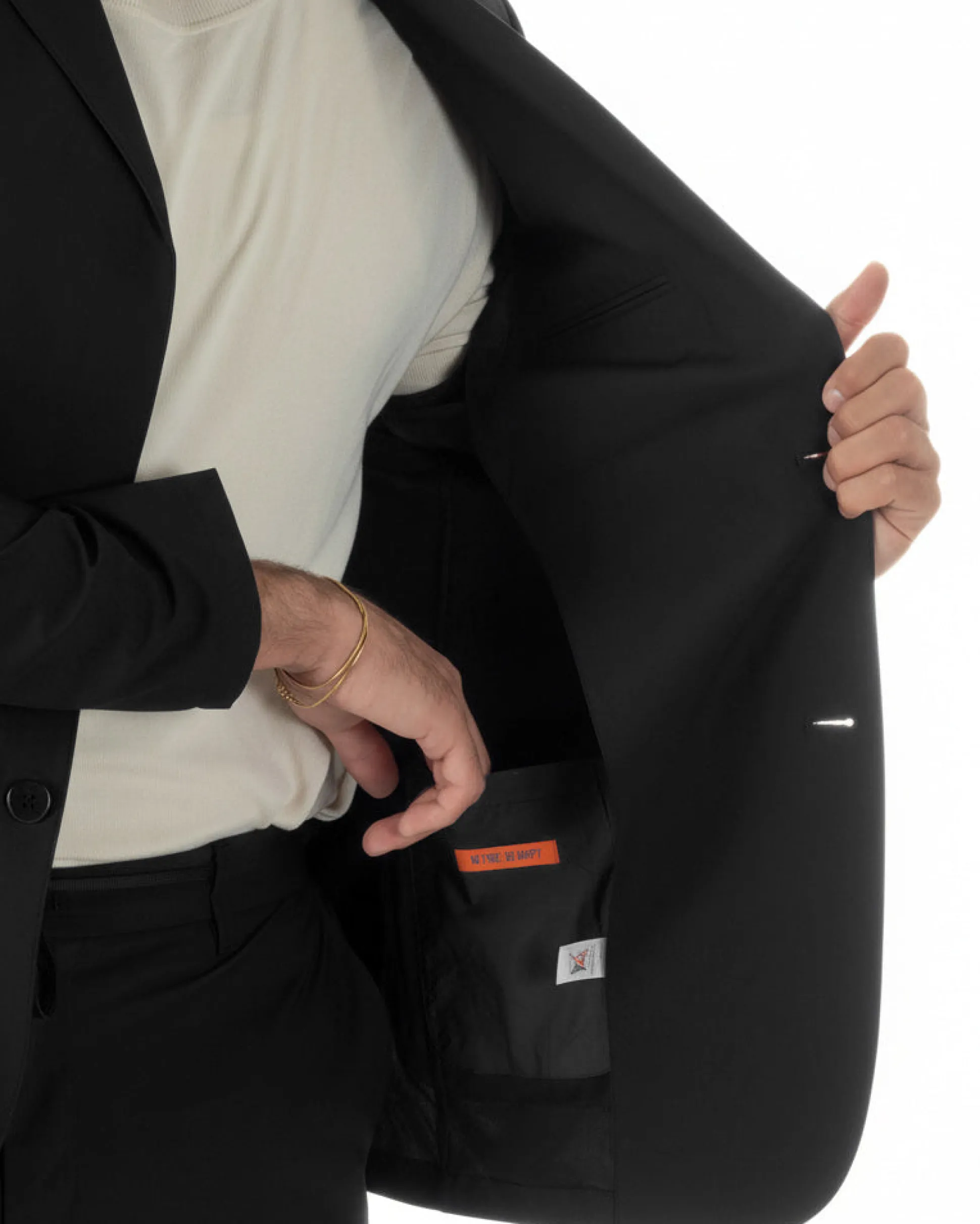 Abito uomo monopetto no stiro completo impermeabile giacca pantaloni nero GIOSAL-AE1238A