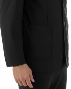 Abito uomo monopetto no stiro completo impermeabile giacca pantaloni nero GIOSAL-AE1238A