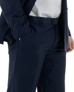 Abito Uomo Monopetto Vestito Viscosa Completo Taglie Comode Blu TCAE1010A