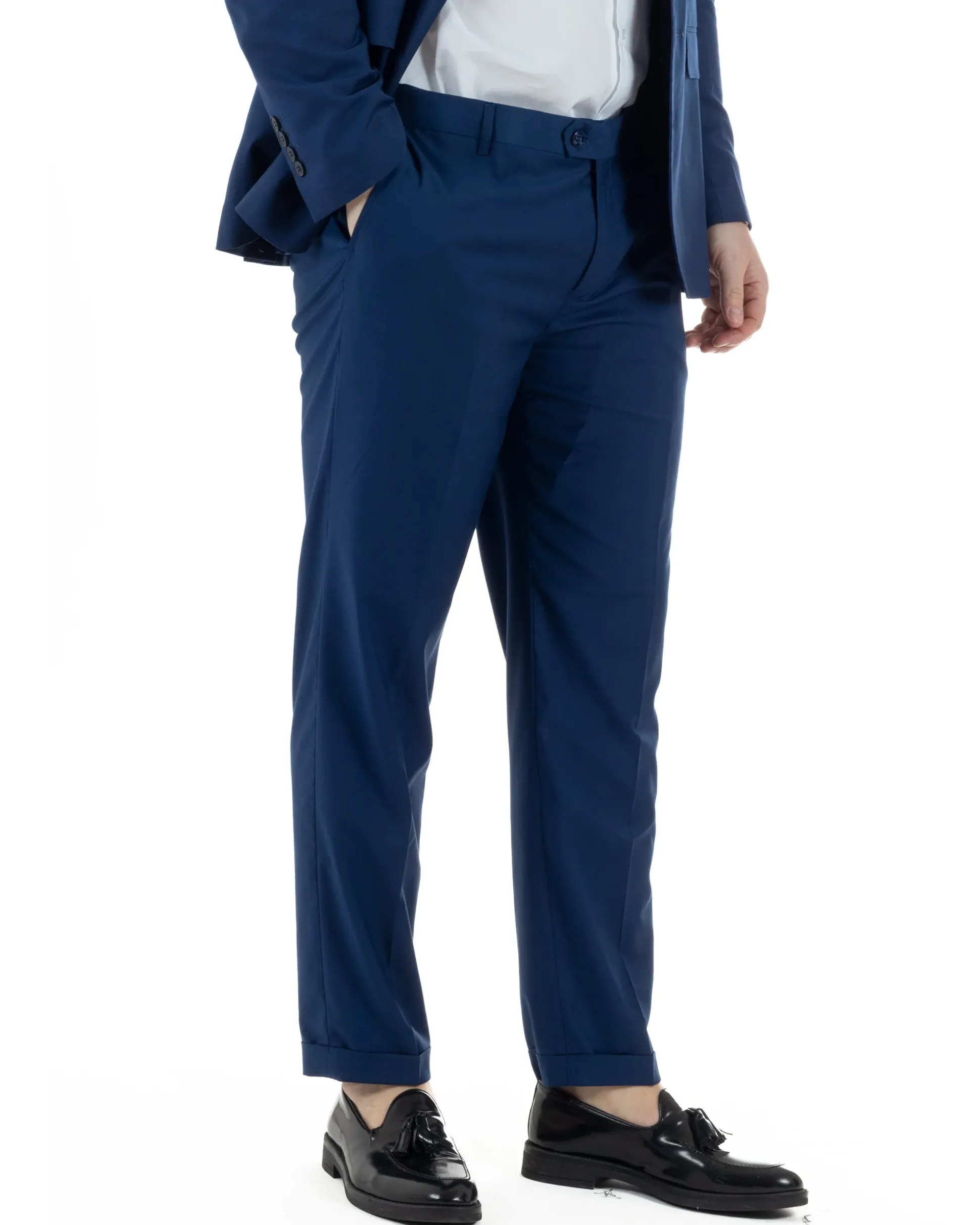 Abito Uomo Monopetto Vestito Viscosa Completo Taglie Comode Blu Chiaro TCAE1009A