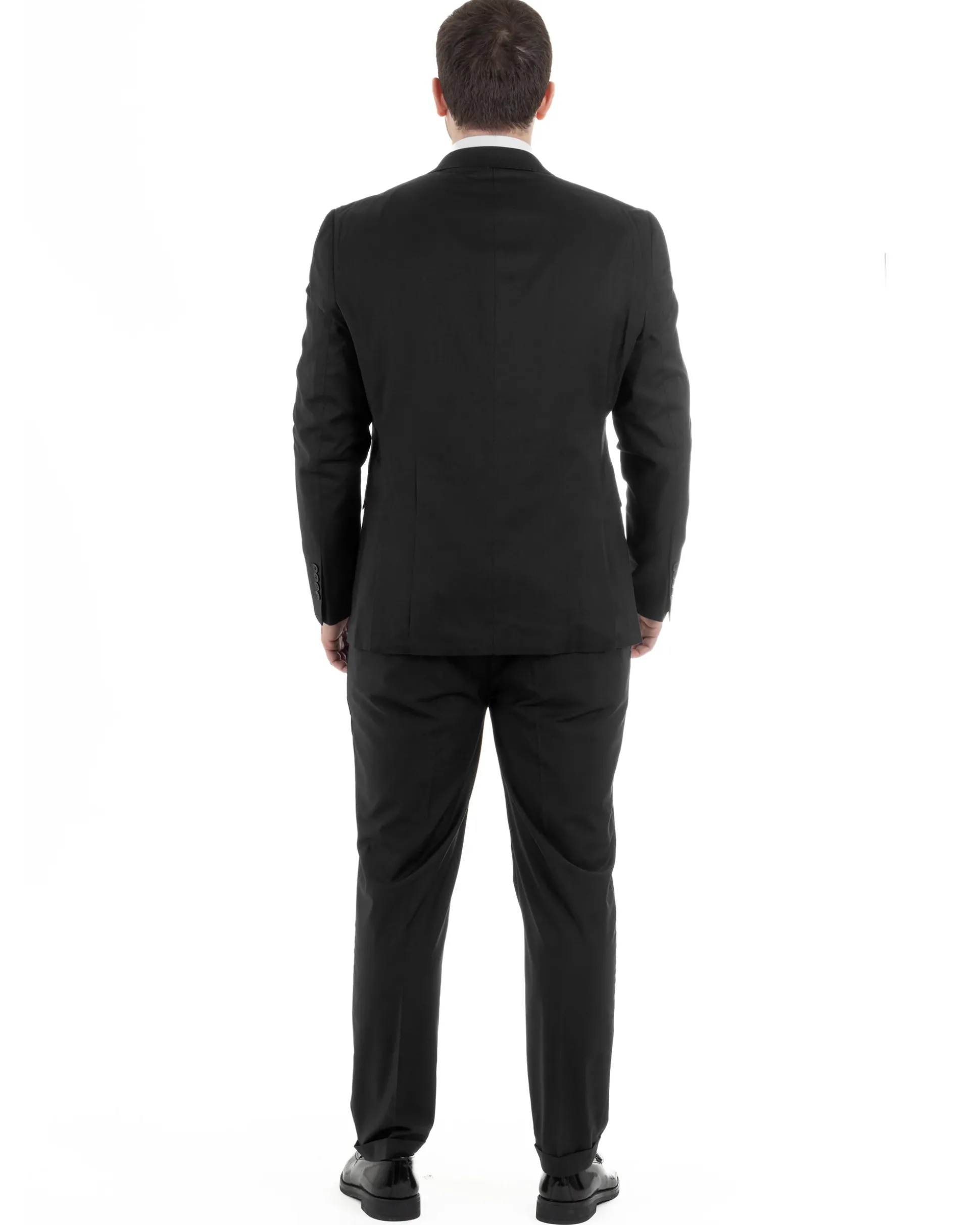 Abito Uomo Monopetto Vestito Viscosa Completo Taglie Comode Nero TCAE1008A