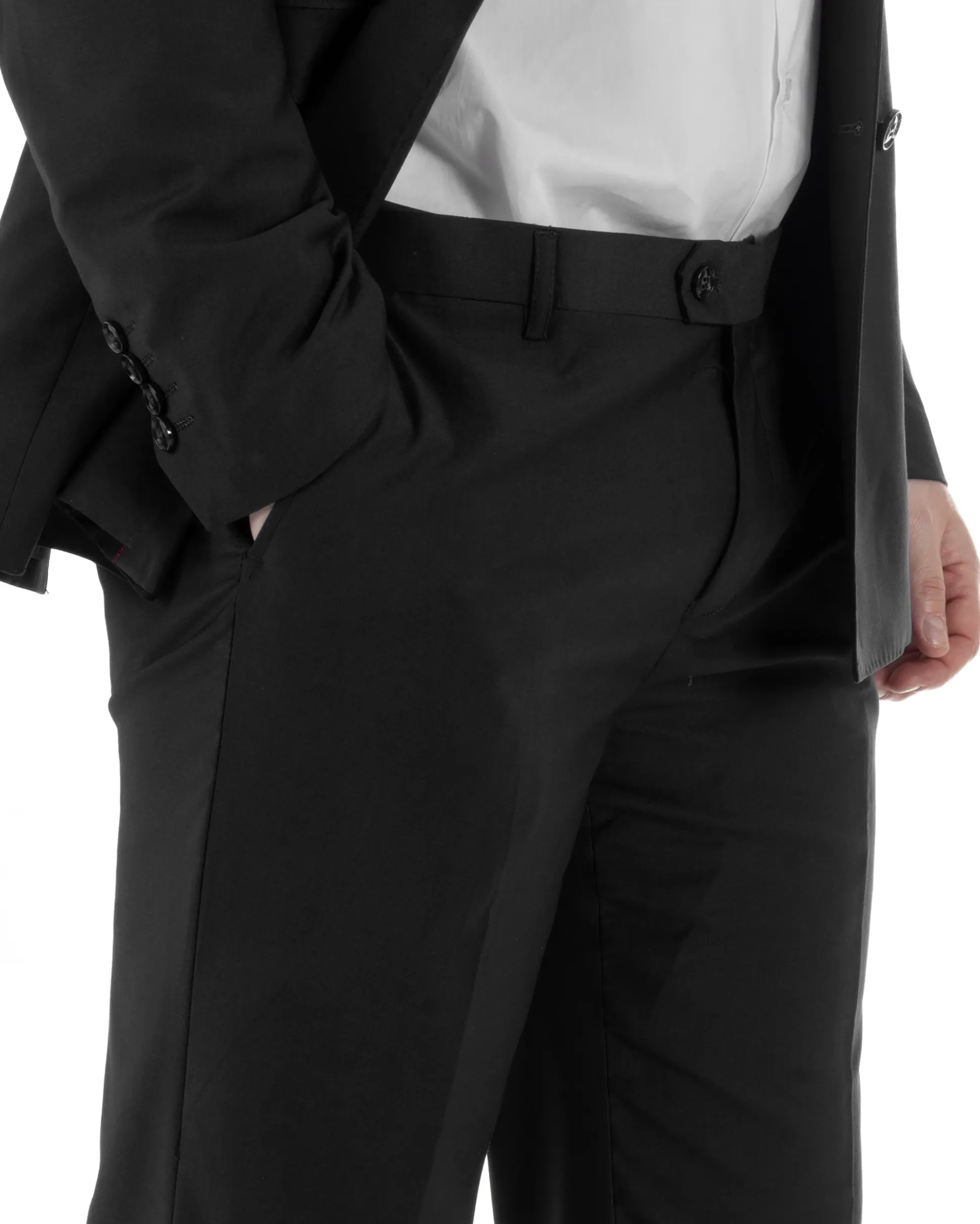 Abito Uomo Monopetto Vestito Viscosa Completo Taglie Comode Nero TCAE1008A