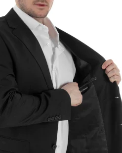 Abito Uomo Monopetto Vestito Viscosa Completo Taglie Comode Nero TCAE1008A