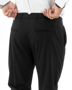 Abito Uomo Monopetto Vestito Viscosa Completo Giacca Pantaloni Elegante Casual Tinta Unita Nero GIOSAL-AE1079A