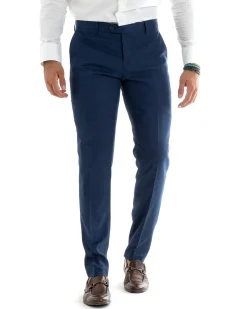 Abito uomo monopetto vestito viscosa completo giacca pantaloni blu melangiato GIOSAL-OU2401A