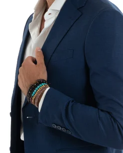 Abito uomo monopetto vestito viscosa completo giacca pantaloni blu melangiato GIOSAL-OU2401A