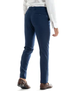 Abito uomo monopetto vestito viscosa completo giacca pantaloni blu melangiato GIOSAL-OU2401A