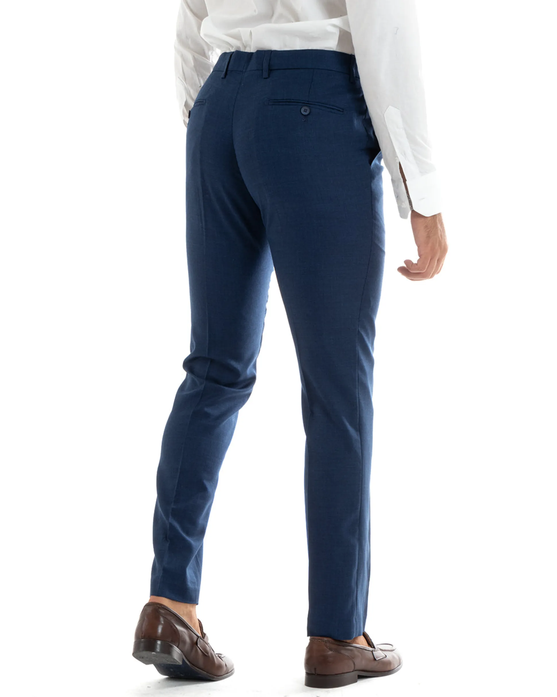 Abito uomo monopetto vestito viscosa completo giacca pantaloni blu melangiato GIOSAL-OU2401A