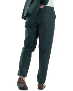 Abito Uomo Monopetto Vestito Completo Giacca Rever Sciallato In Raso Pantaloni Verde AE1153A