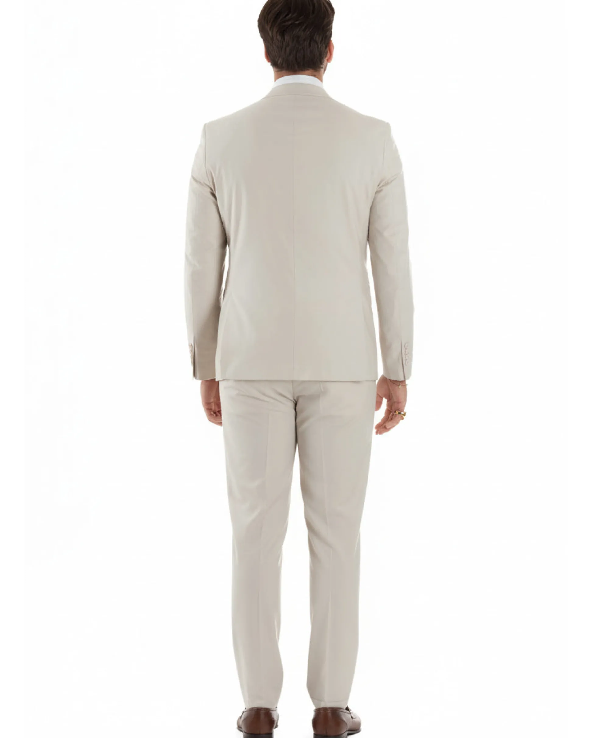 Abito uomo monopetto vestito viscosa completo giacca pantaloni panna GIOSAL-AE1206A