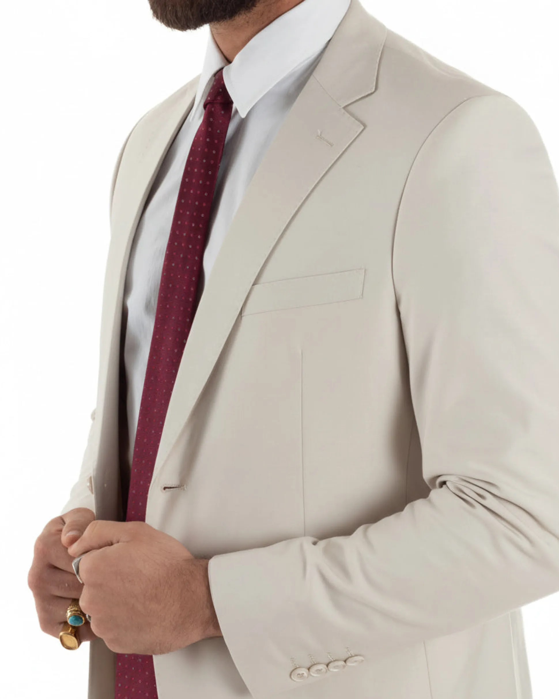 Abito uomo monopetto vestito viscosa completo giacca pantaloni panna GIOSAL-AE1206A
