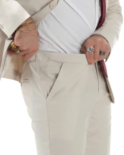 Abito uomo monopetto vestito viscosa completo giacca pantaloni panna GIOSAL-AE1206A