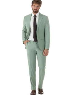 Abito uomo monopetto vestito viscosa completo giacca pantaloni verde salvia GIOSAL-AE1231A