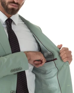 Abito uomo monopetto vestito viscosa completo giacca pantaloni verde salvia GIOSAL-AE1231A