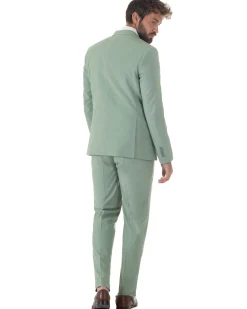 Abito uomo monopetto vestito viscosa completo giacca pantaloni verde salvia GIOSAL-AE1231A