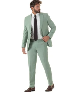 Abito uomo monopetto vestito viscosa completo giacca pantaloni verde salvia GIOSAL-AE1231A