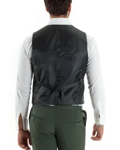 Abito uomo monopetto vestito 3 pezzi completo panciotto verde melangiato GIOSAL-AE1061A