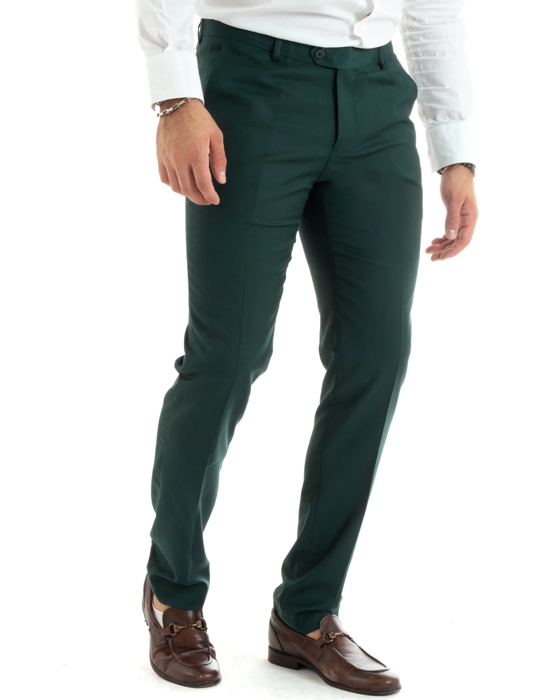 Abito uomo monopetto vestito viscosa completo giacca pantaloni verde GIOSAL-OU2434A