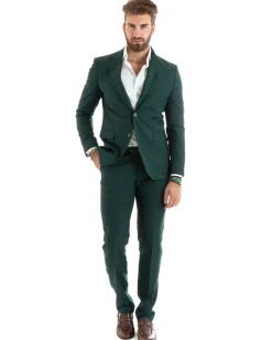 Abito uomo monopetto vestito viscosa completo giacca pantaloni verde GIOSAL-OU2434A
