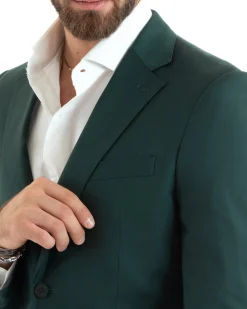 Abito uomo monopetto vestito viscosa completo giacca pantaloni verde GIOSAL-OU2434A