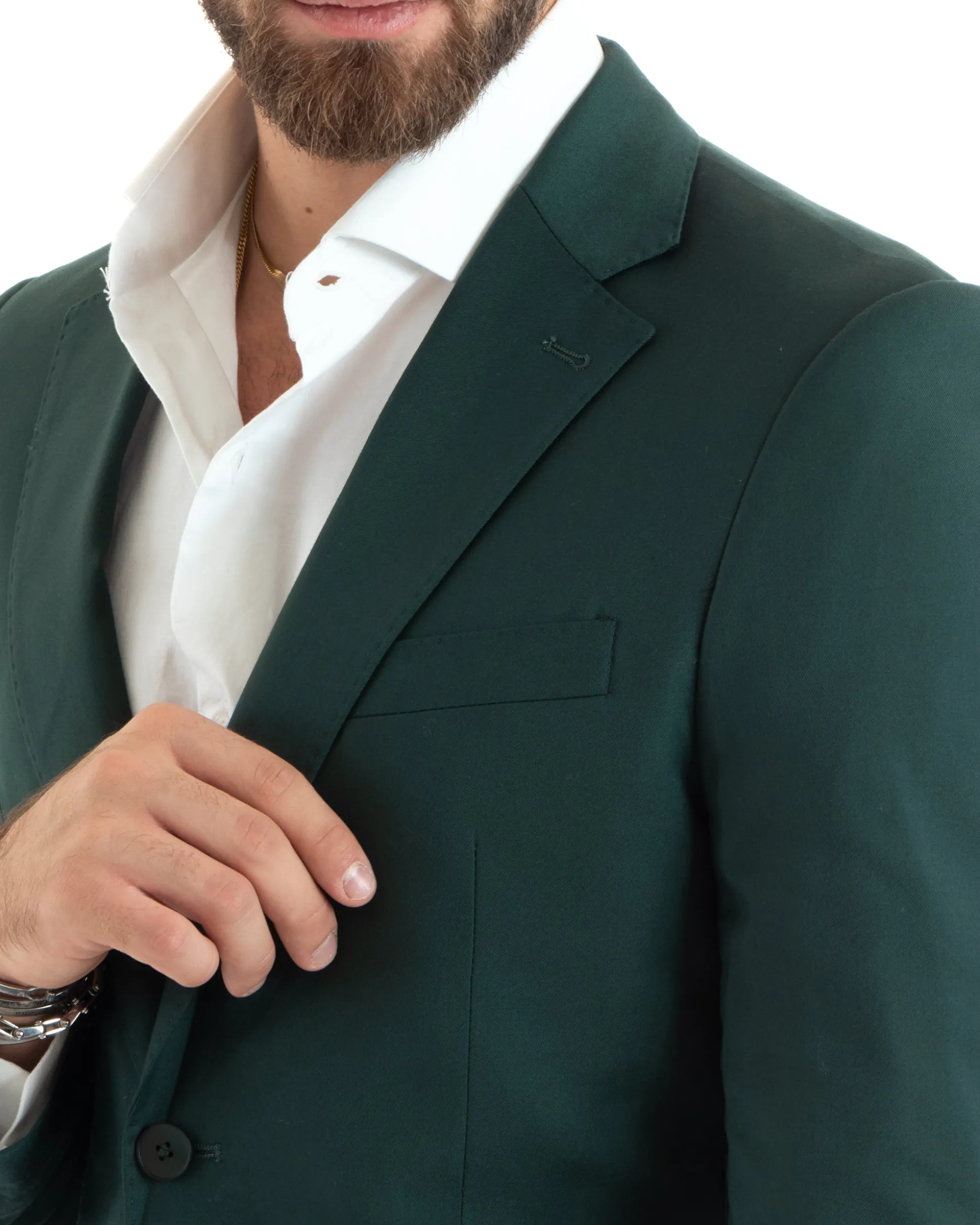 Abito uomo monopetto vestito viscosa completo giacca pantaloni verde GIOSAL-OU2434A