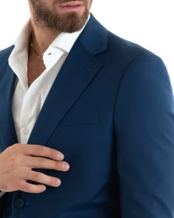 Abito uomo monopetto vestito viscosa completo giacca pantaloni blu chiaro GIOSAL-OU2433A