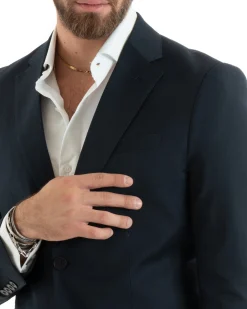 Abito uomo monopetto vestito viscosa completo giacca pantaloni blu GIOSAL-OU2430A