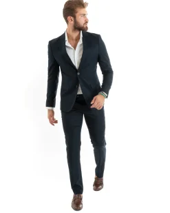 Abito uomo monopetto vestito viscosa completo giacca pantaloni blu GIOSAL-OU2430A