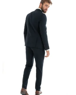 Abito uomo monopetto vestito viscosa completo giacca pantaloni blu GIOSAL-OU2430A