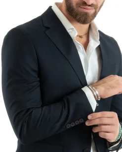 Abito uomo monopetto vestito viscosa completo giacca pantaloni blu GIOSAL-OU2430A