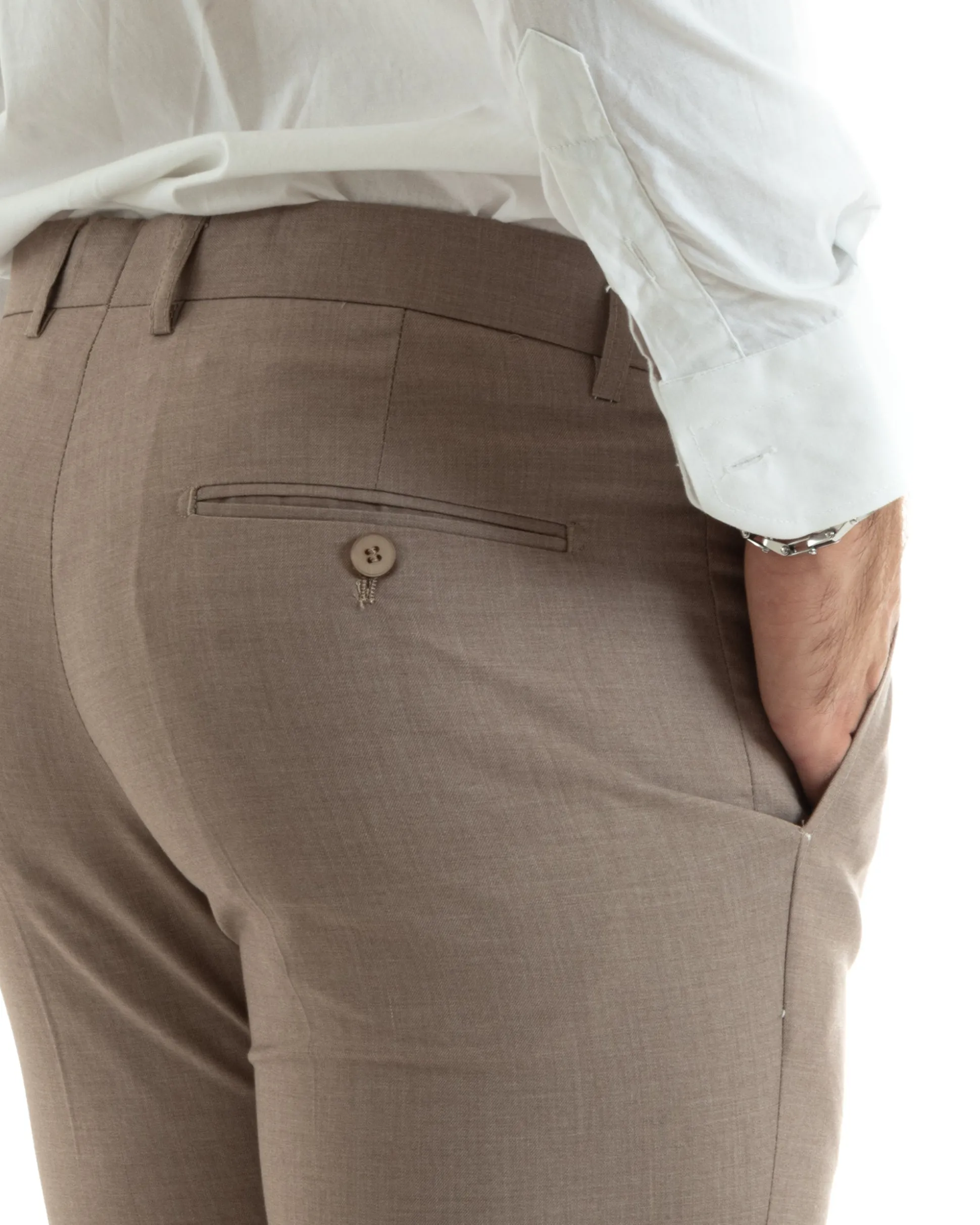 Abito uomo monopetto vestito viscosa completo giacca pantaloni beige GIOSAL-OU2432A