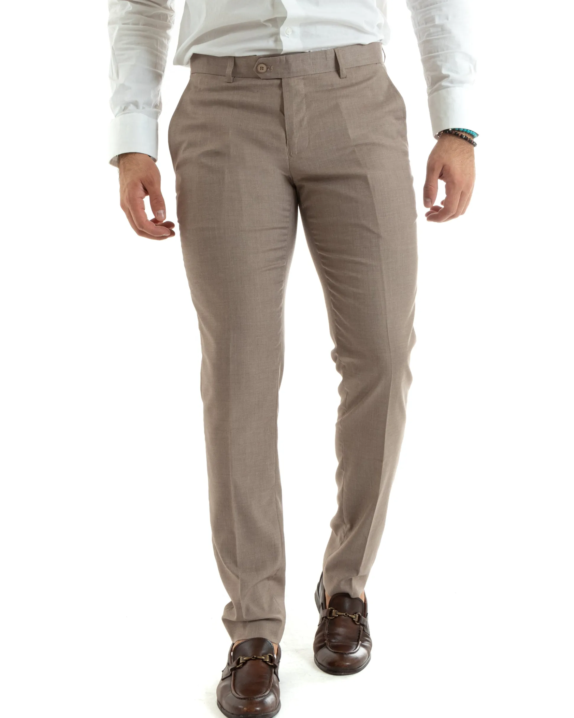 Abito uomo monopetto vestito viscosa completo giacca pantaloni beige GIOSAL-OU2432A