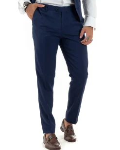 Abito Uomo Monopetto Vestito 3 Pezzi Completo Panciotto Smoking Raso Blu AE1099A