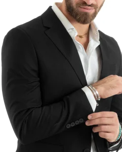 Abito uomo monopetto vestito viscosa completo giacca pantaloni nero GIOSAL-OU2431A