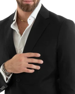 Abito uomo monopetto vestito viscosa completo giacca pantaloni nero GIOSAL-OU2431A