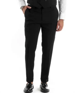 Abito Uomo Monopetto Vestito 3 Pezzi Completo Panciotto Nero AE1067A