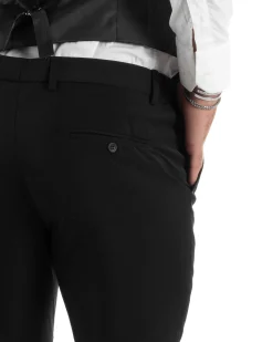 Abito Uomo Monopetto Vestito 3 Pezzi Completo Panciotto Nero AE1067A