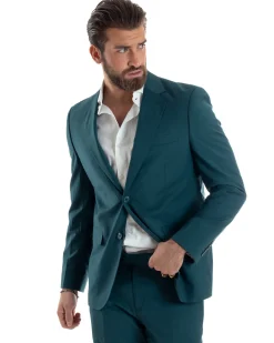 Abito uomo monopetto vestito viscosa completo giacca pantaloni petrolio GIOSAL-AE1129A