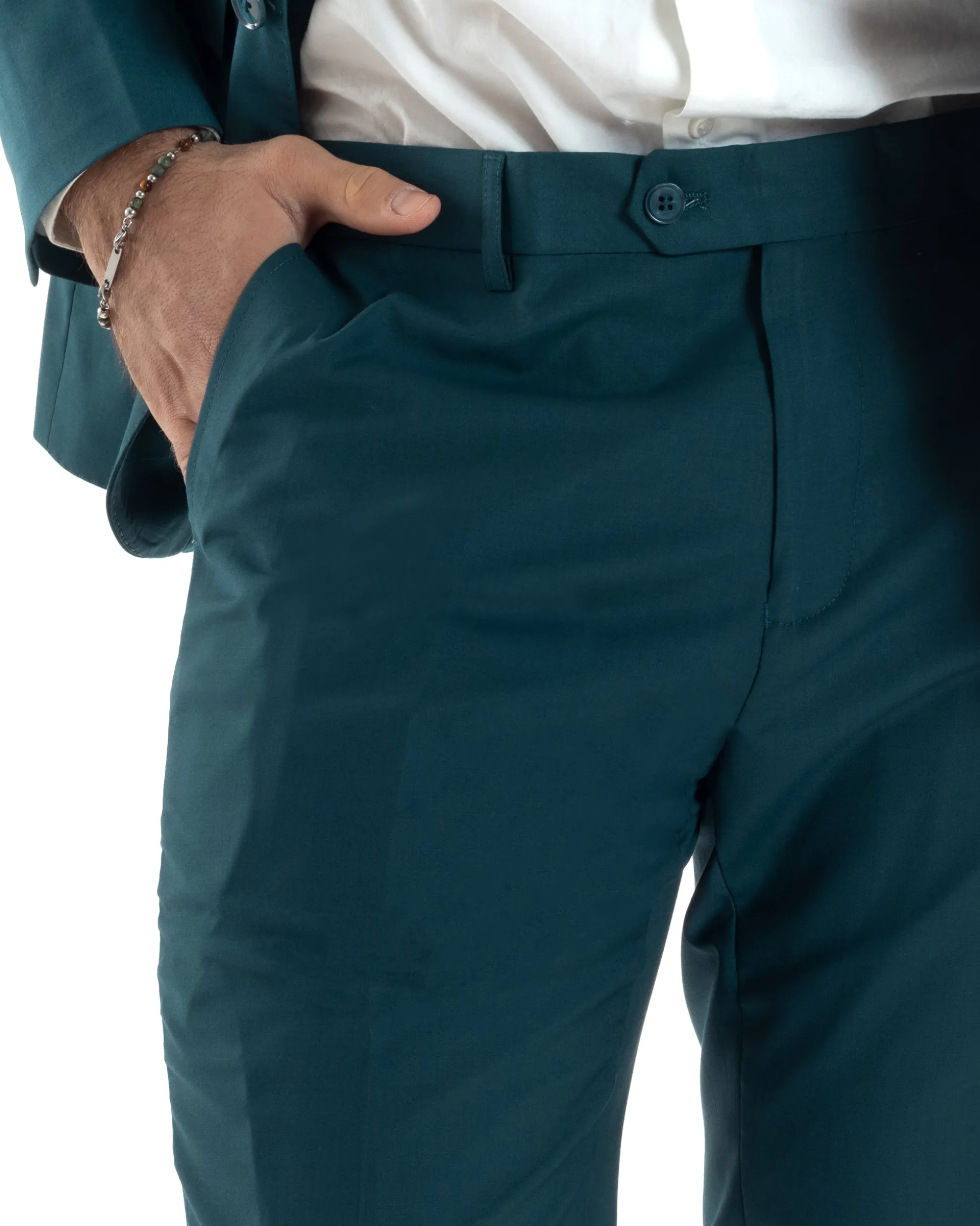 Abito uomo monopetto vestito viscosa completo giacca pantaloni petrolio GIOSAL-AE1129A
