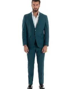 Abito uomo monopetto vestito viscosa completo giacca pantaloni petrolio GIOSAL-AE1129A