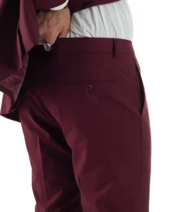 Abito uomo monopetto vestito viscosa completo giacca pantaloni bordeaux GIOSAL-AE1181A