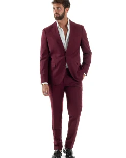 Abito uomo monopetto vestito viscosa completo giacca pantaloni bordeaux GIOSAL-AE1181A