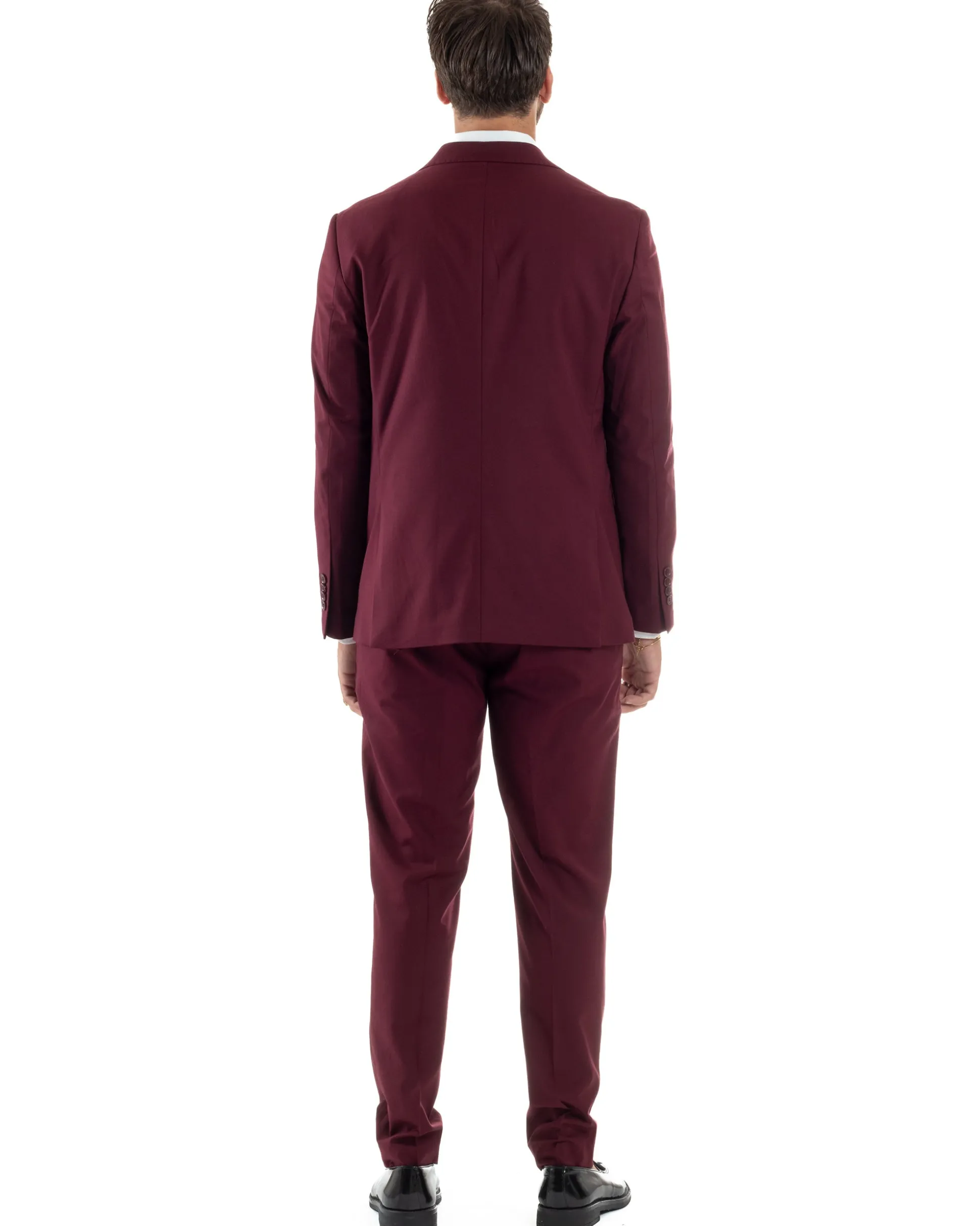 Abito uomo monopetto vestito viscosa completo giacca pantaloni bordeaux GIOSAL-AE1181A
