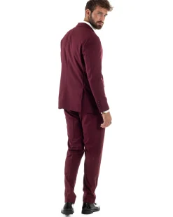 Abito uomo monopetto vestito viscosa completo giacca pantaloni bordeaux GIOSAL-AE1181A