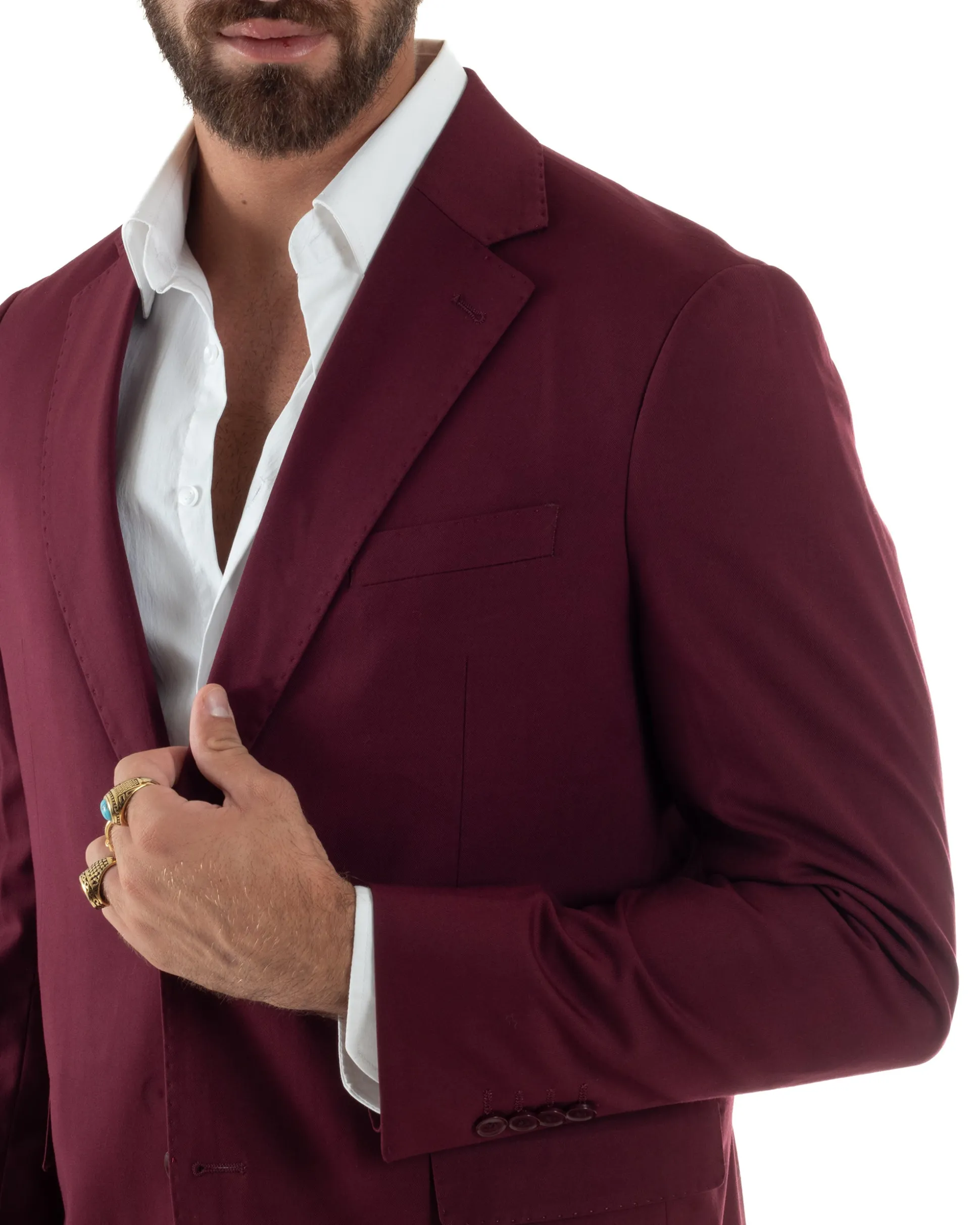 Abito uomo monopetto vestito viscosa completo giacca pantaloni bordeaux GIOSAL-AE1181A